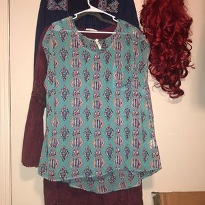 Turquoise Pattern Print